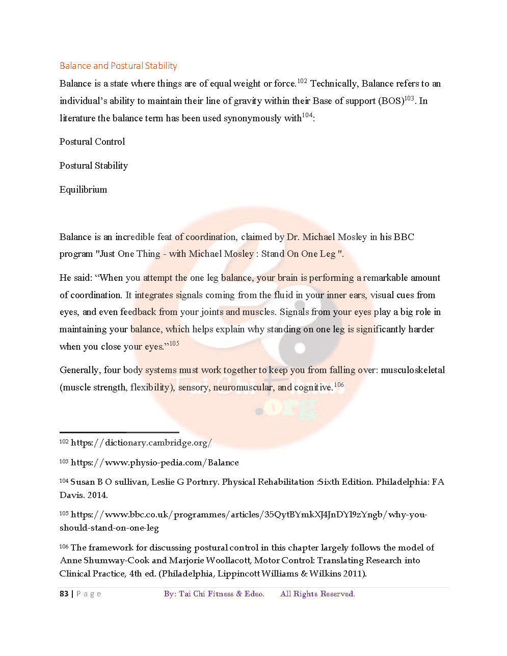 Tai Chi for Better Balance and Preventing Falls (PDF Book)