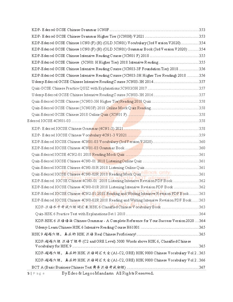 Theme-based Chinese Vocabulary for Edexcel IGCSE Chinese 4CN01-3 (3841 words)