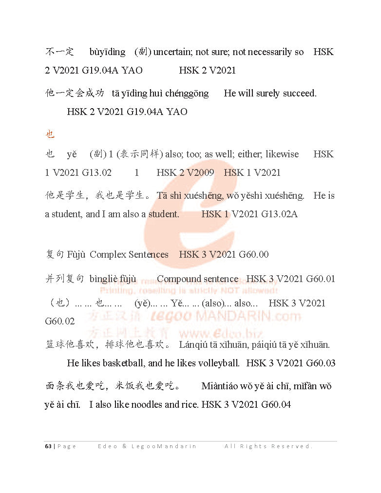 AQA GCSE Chinese Grammar Foundation Tier (8673F)