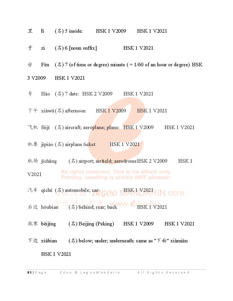 AQA GCSE Chinese Foundation Tier 1200 Vocabulary (8673F 2021 Edition)