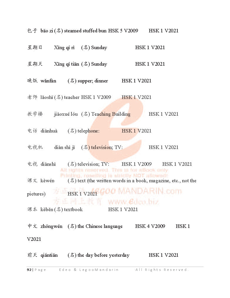 AQA GCSE Chinese Foundation Tier 1200 Vocabulary (8673F 2021 Edition)