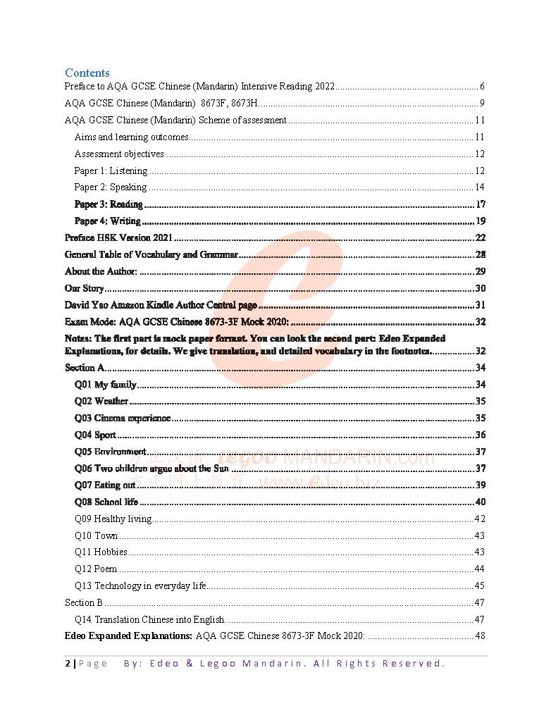 AQA GCSE Chinese (8673-3F) 2020 Reading