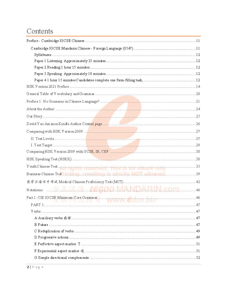 CIE IGCSE Chinese Grammar (0547 Foreign Language) V2021