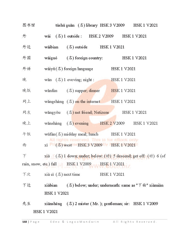 CIE IGCSE Chinese Vocabulary (Foreign Language 0547) V2022-2024