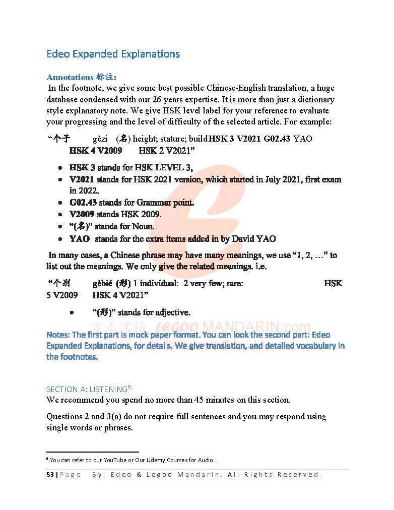 Edexcel GCE Advanced Subsidiary Chinese 2020, Paper 1 (8CN0/01) (PDF Book)