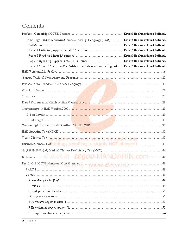 Edexcel IGCSE Chinese Grammar (4CN1-3) 2021 Edition 国际汉语水平考试规范性语法