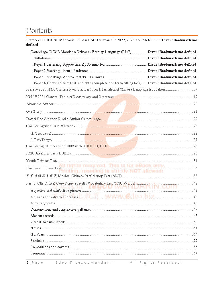 Edexcel IGCSE Chinese Vocabulary 4CN1-3 V2021 中学会考汉语水平考试词汇