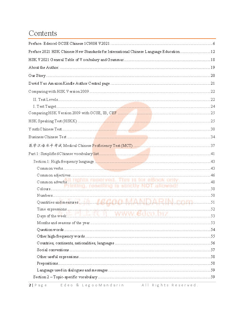 Edexcel GCSE Chinese Foundation Tier 1800 Vocabulary (1CN0F 2021 Edition)
