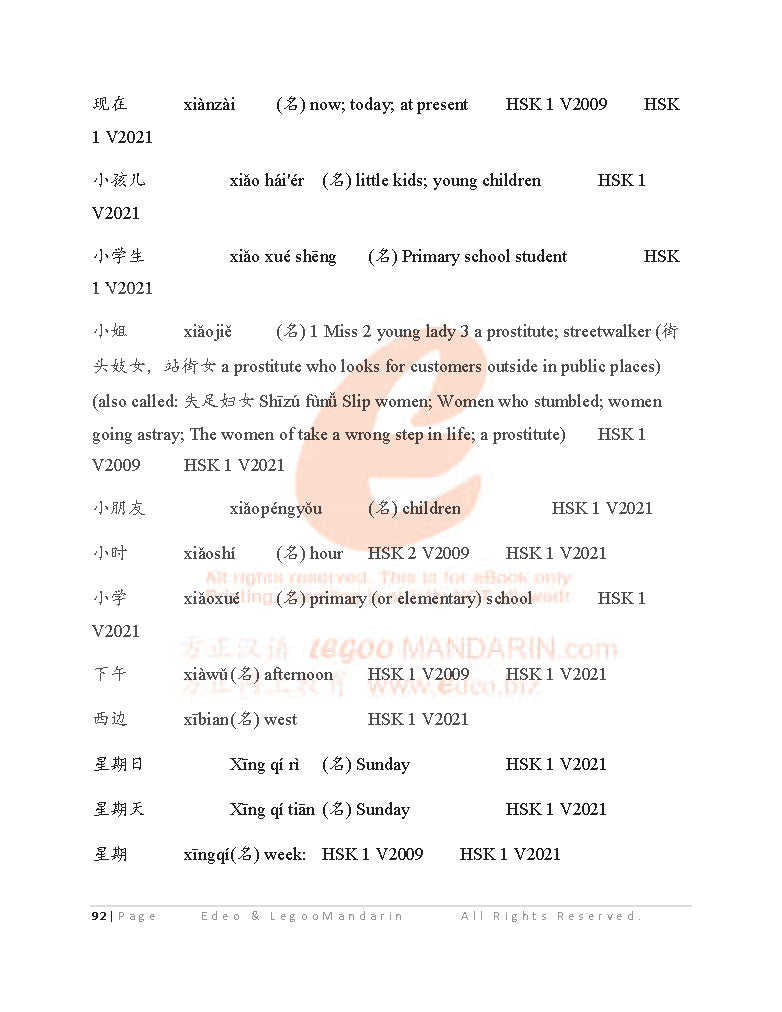 Edexcel GCSE Chinese Foundation Tier 1800 Vocabulary (1CN0F 2021 Edition)