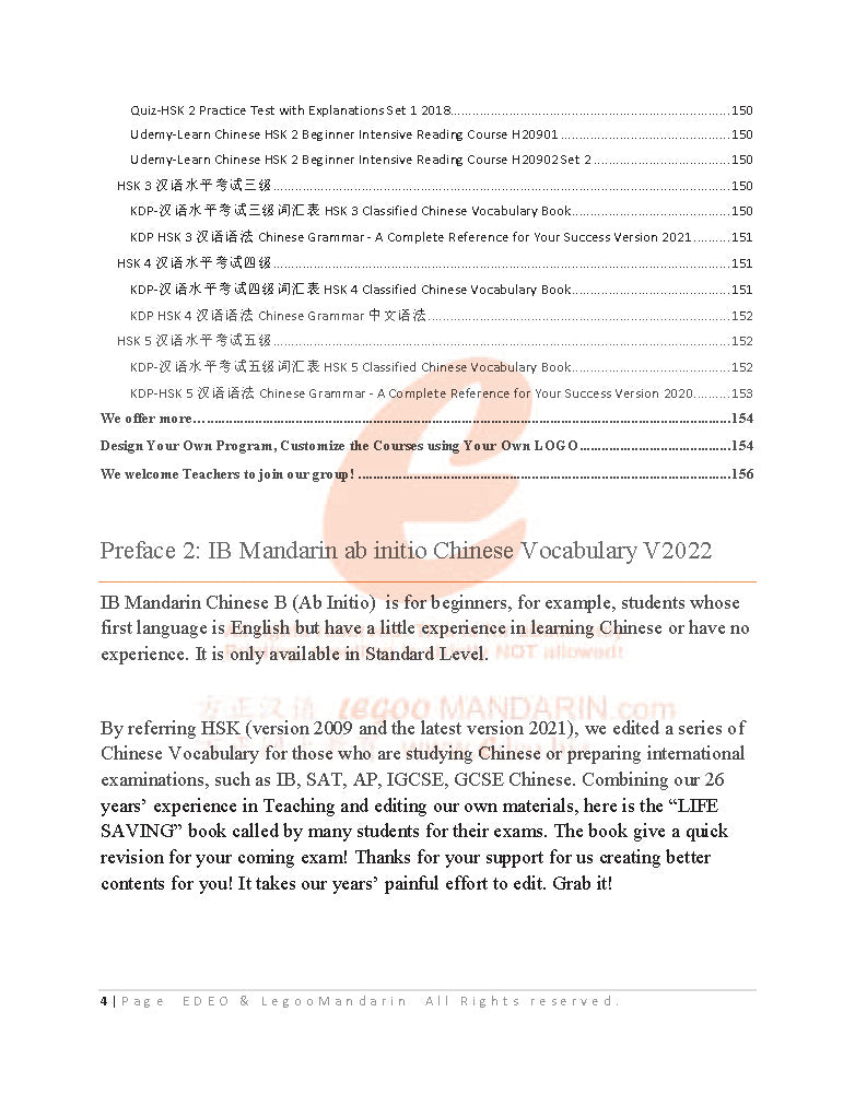 IB Mandarin Chinese B (Ab Initio) Vocabulary 2022 Edition