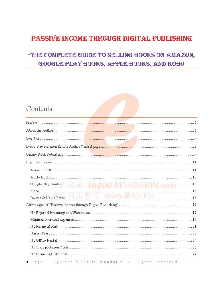 PDF- Passive Income through Digital Publishing-Selling Books on Amazon, Google Play Books, Apple Books, and Kobo