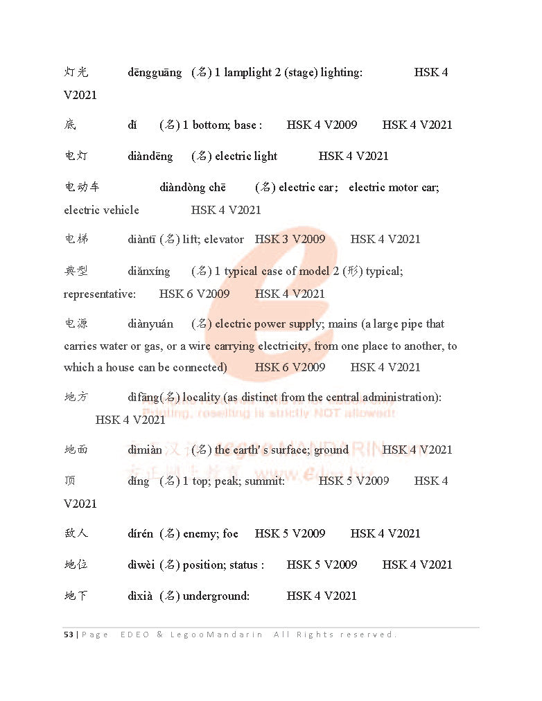 SAT Chinese Advance Vocabulary (3335 Words) V2021 国际中文考试高级词汇