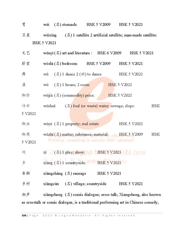 SAT Chinese Advance Vocabulary (3335 Words) V2021 国际中文考试高级词汇