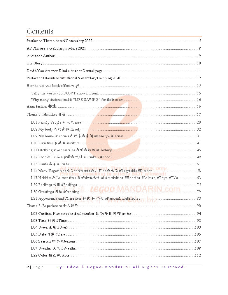 Theme-based Chinese Vocabulary for AP Chinese Edition 2022