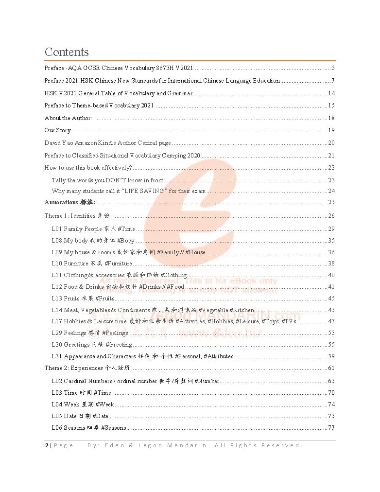 Theme-based Chinese Vocabulary for AQA GCSE Chinese Tier 8673H