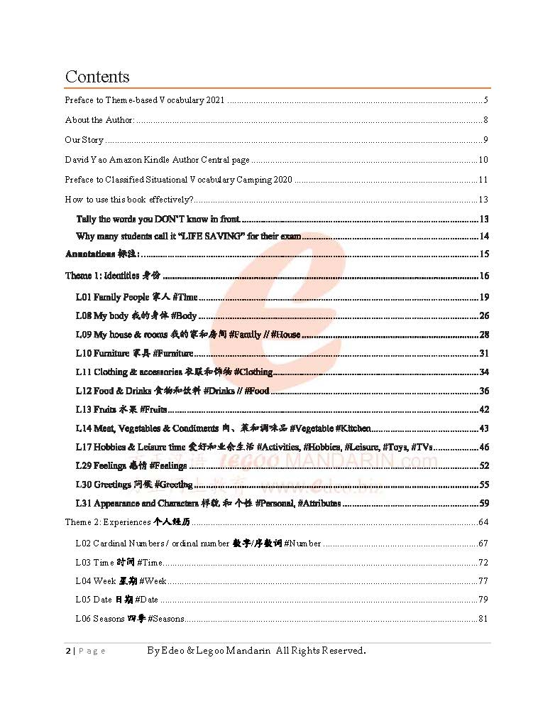Theme-based Chinese Vocabulary for Basic Level (3456 Words)