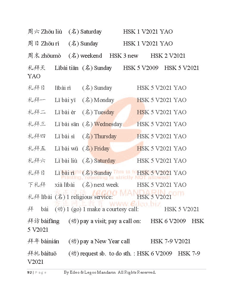 Theme-based Chinese Vocabulary for Edexcel IGCSE Chinese 1CN0H (3456 words)