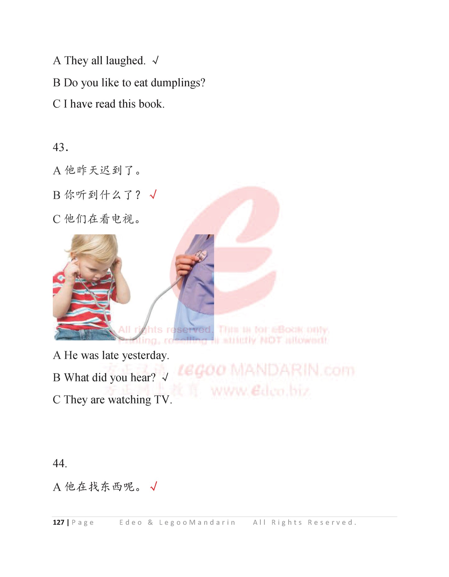 YCT 3 Chinese Intensive Reading for Kids Y31002 少儿汉语考试模拟考题