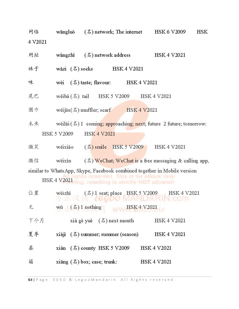 Advance Chinese Vocabulary (3335 Words) V2021 国际中文考试高级词汇