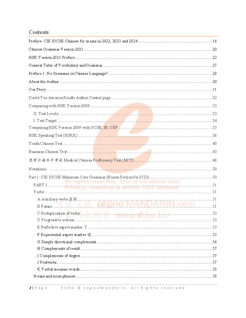 CIE IGCSE Chinese Grammar (0523 Second Language) 2021 Edition