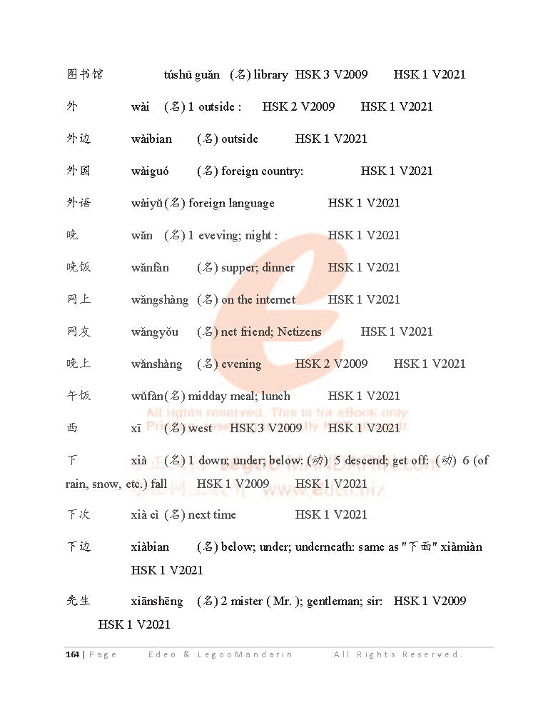 Edexcel IGCSE Chinese Vocabulary 4CN1-3 V2021 中学会考汉语水平考试词汇