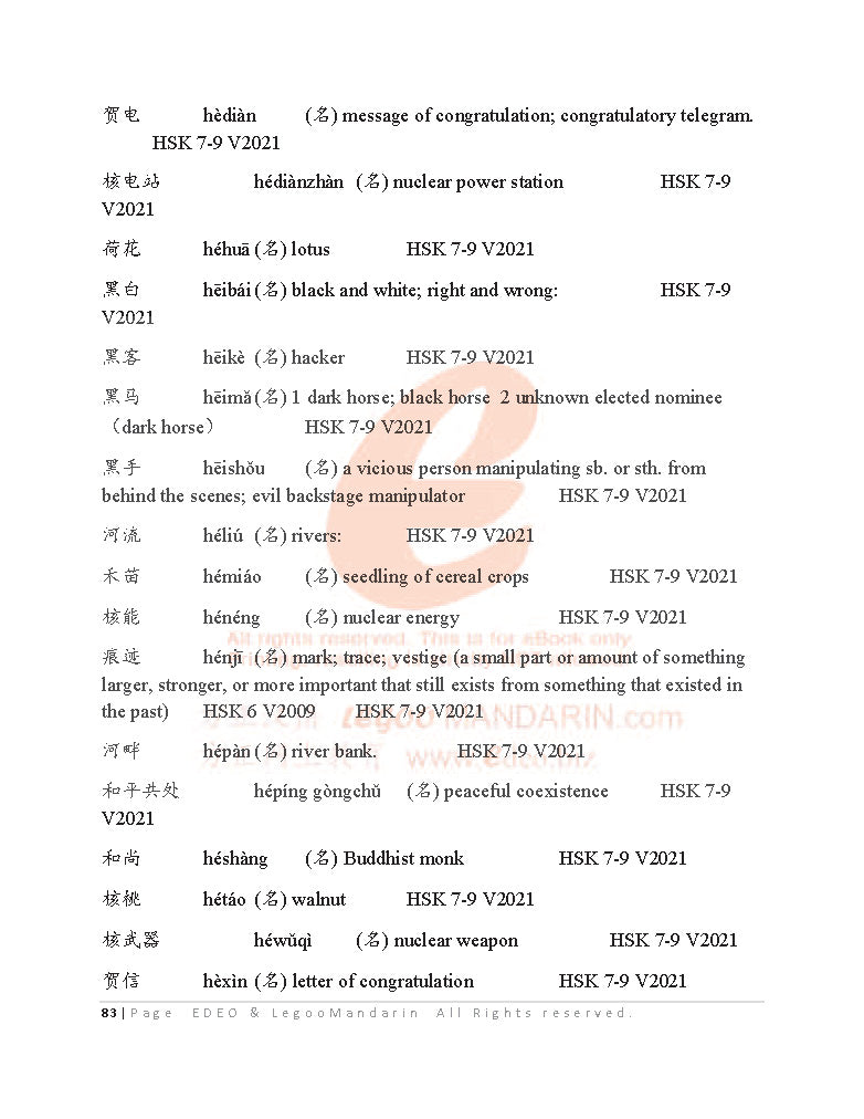 Expert Chinese Vocabulary (6236 Words) V2021 国际中文考试精通级词汇-A Quick Reference for HSK7-9 Plus, IB B HL, SAT  IGCSE 0509,