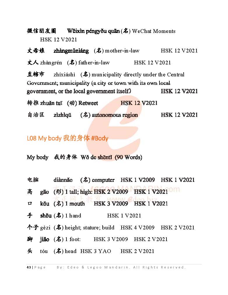 IB Chinese A (HL) Theme-based Chinese Vocabulary (5996 words)