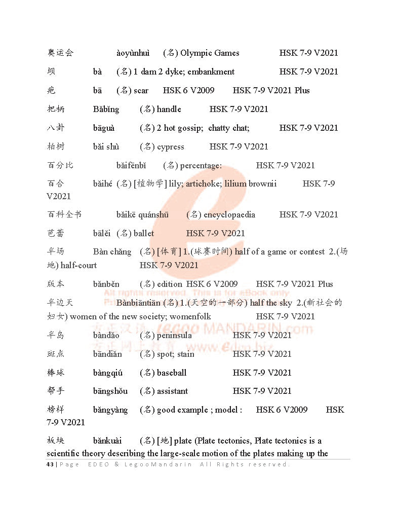 IB Chinese A (HL) Vocabulary 2022 Edition IBDP 精通级高级词汇