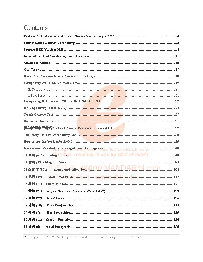 IB Mandarin Chinese B (Ab Initio) Vocabulary 2022 Edition