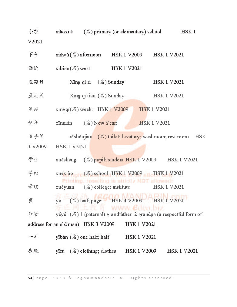 IB Mandarin Chinese B (Ab Initio) Vocabulary 2022 Edition